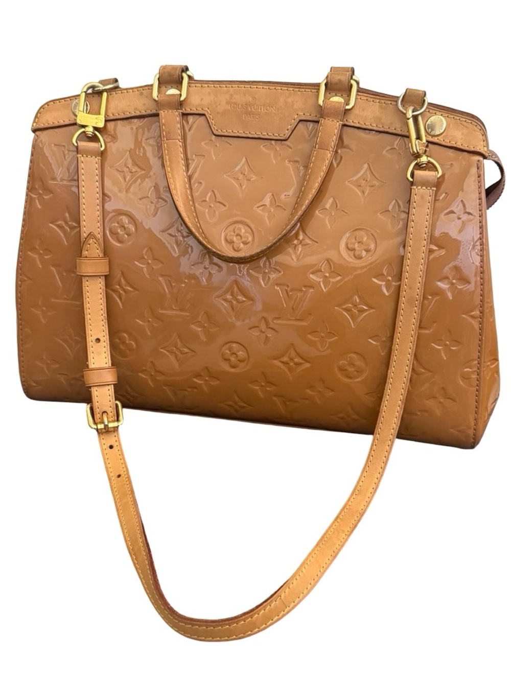 Louis Vuitton Monogram Vernis Brea GM Dune Patent Leather Shoulder Bag DR2133